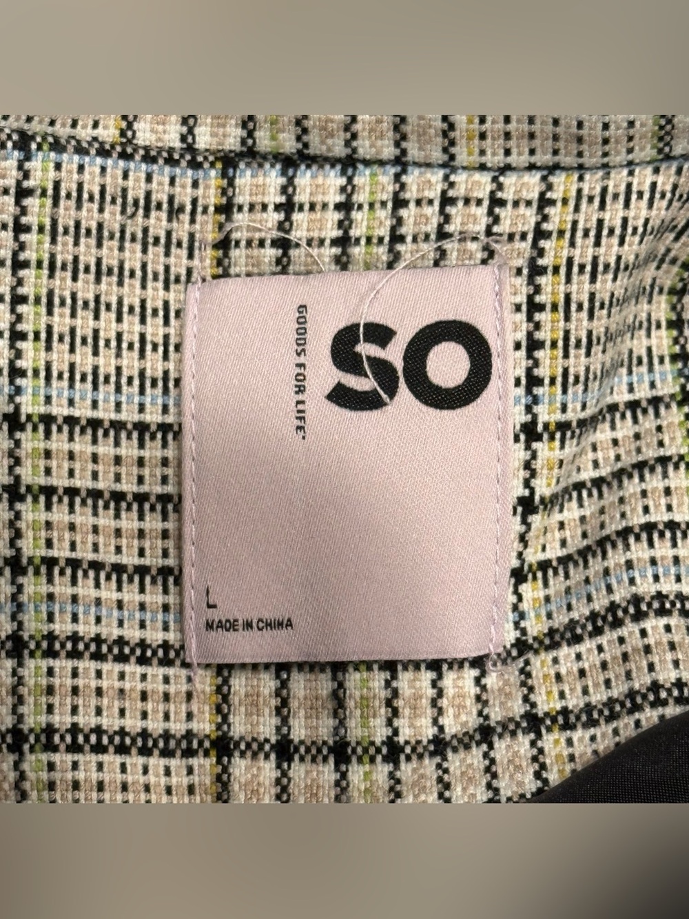 SO Plaid Blazer in Black, Cream & Olive Accent - Picture 3 of 7